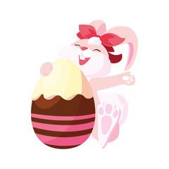 cute rabbit easter female with egg painted