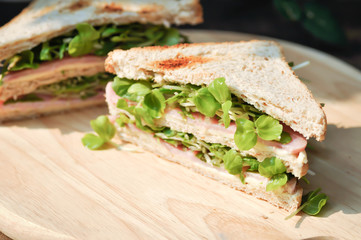 sandwich, ham and cheese sandwich