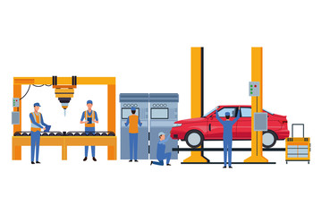 industry car manufacturing cartoon
