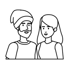 young couple avatars characters