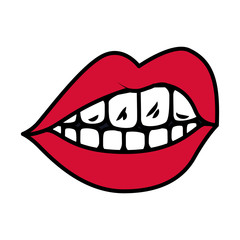 female mouth isolated icon