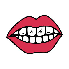female mouth isolated icon