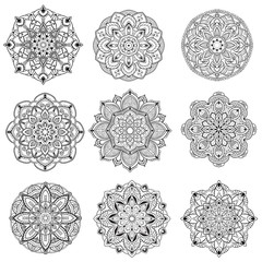 Flower mandala black color Vintage decorative