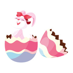 cute rabbit easter female with egg painted