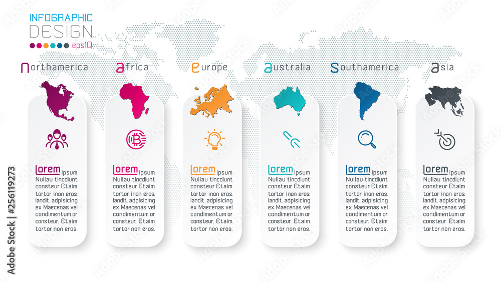 Wall mural Continental infographics information on vector graphic art.