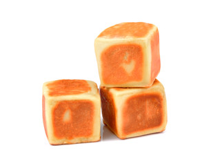 Moon Cake or square Cake sweets dessert on white