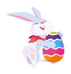 Obraz na płótnie Canvas cute rabbit easter with egg painted
