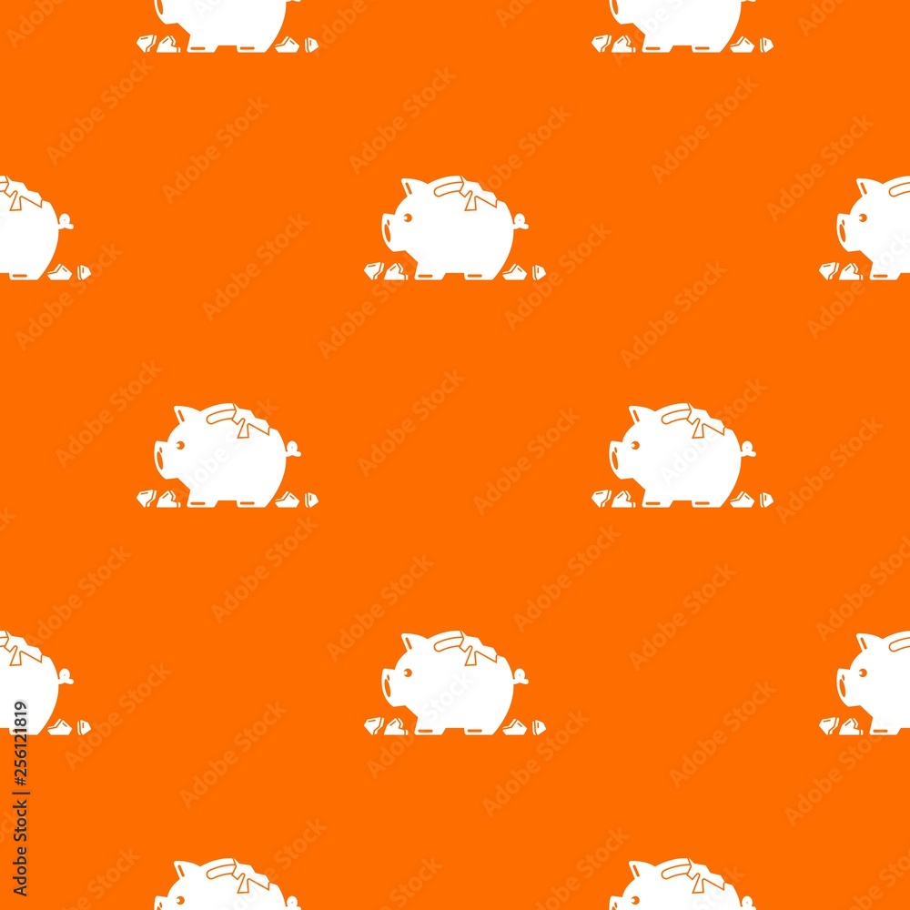 Poster broken piggy bank pattern vector orange for any web design best