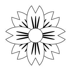 Beautiful flower cartoon isolated black and white