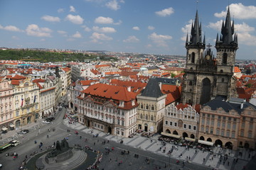 チェコ　プラハ歴史地区市街の景色　旧市街広場