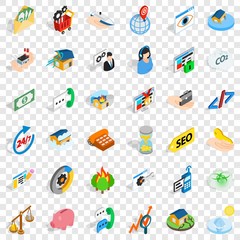 Contact us icons set. Isometric style of 36 contact us vector icons for web for any design