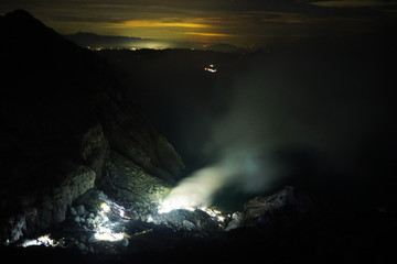 light in the mountain crater