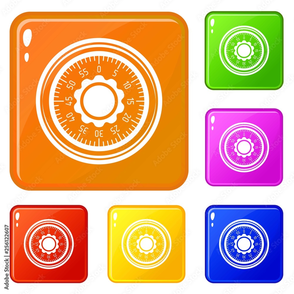 Poster lock from safe icons set collection vector 6 color isolated on white background