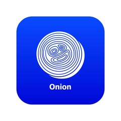 Onion icon blue vector isolated on white background