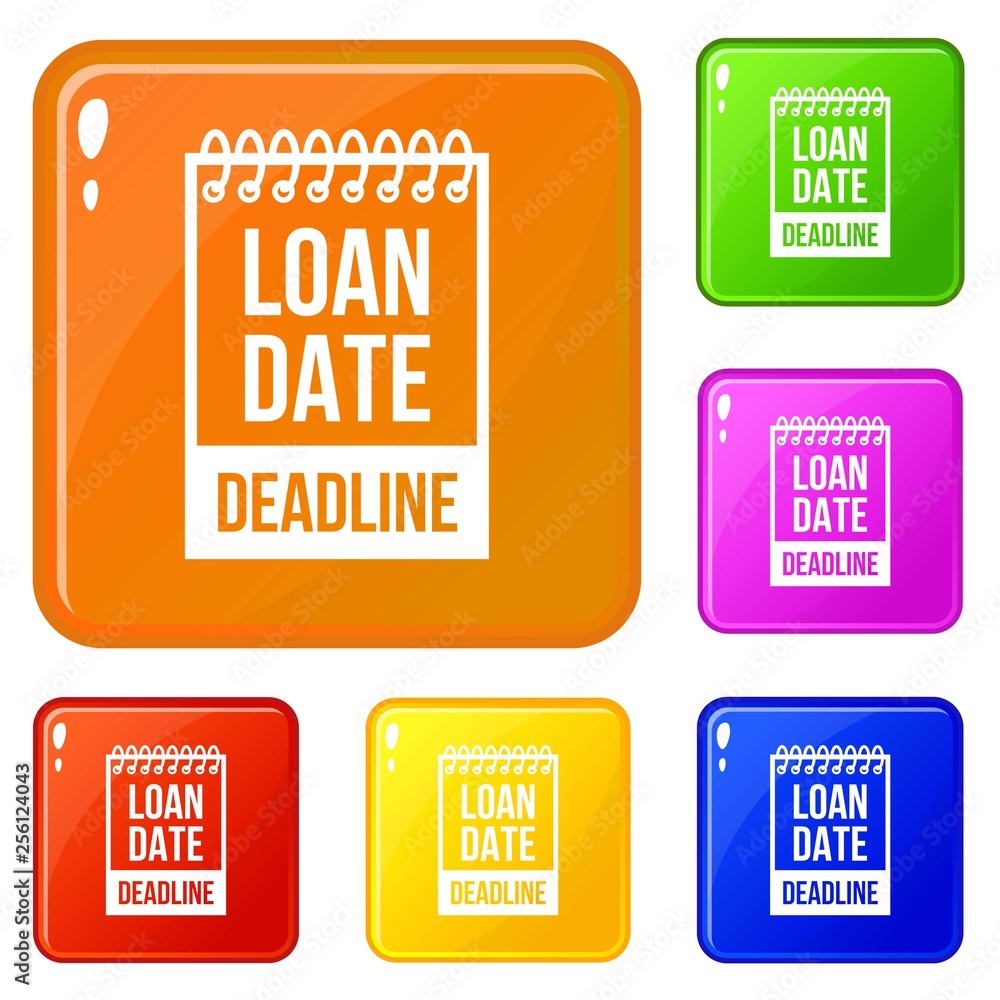Poster deadline icons set collection vector 6 color isolated on white background