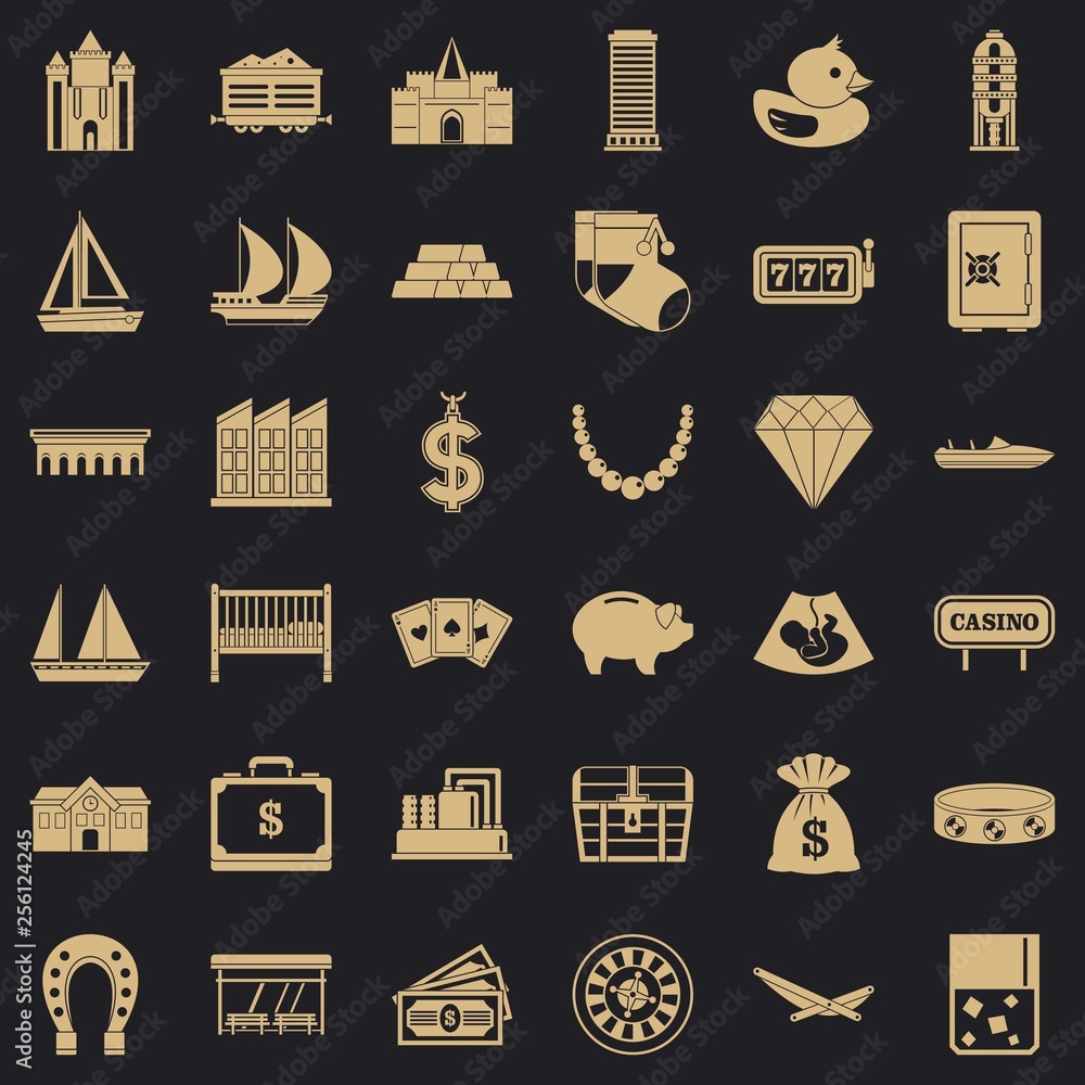 Poster wealth icons set. simple style of 36 wealth vector icons for web for any design