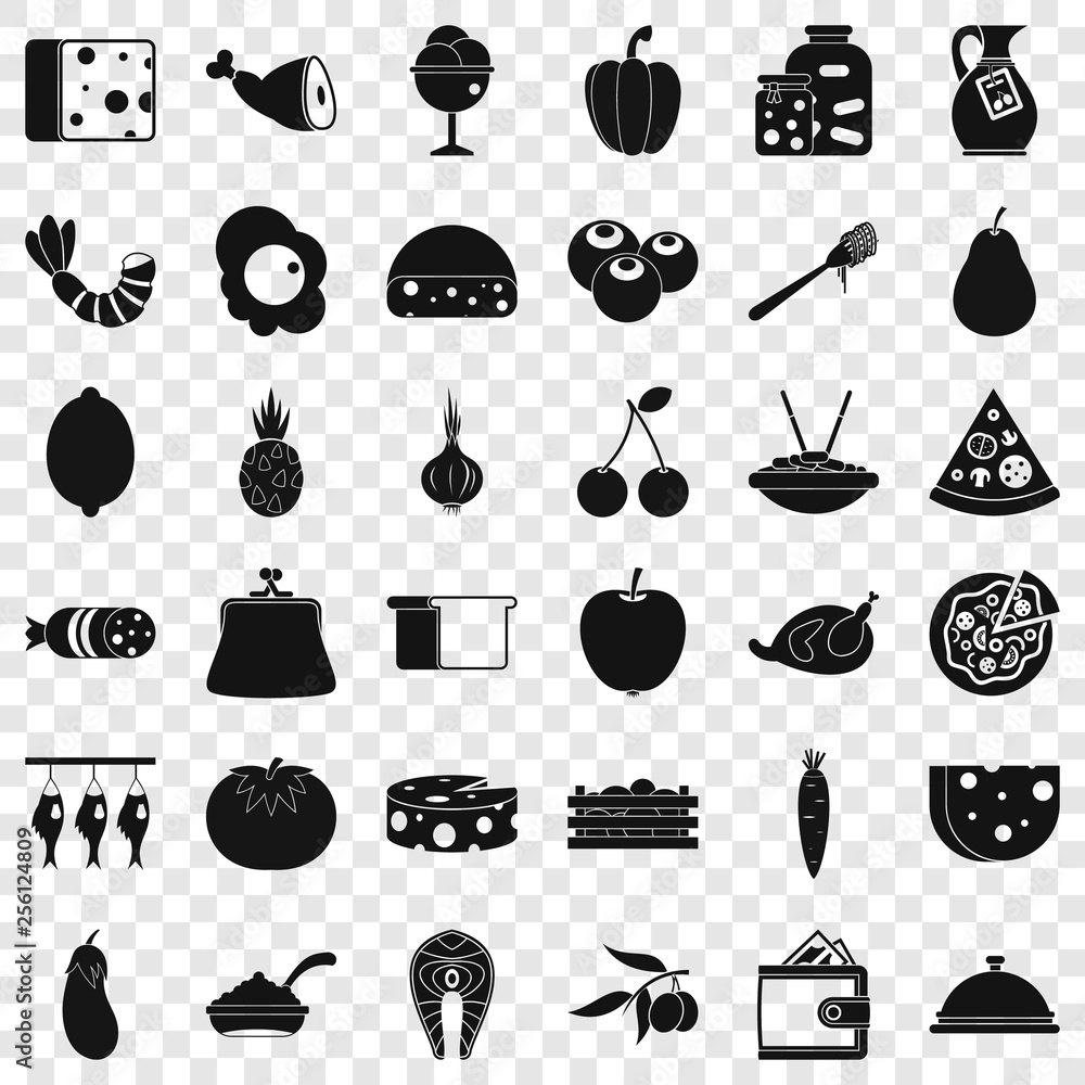 Poster cooking icons set. simple style of 36 cooking vector icons for web for any design