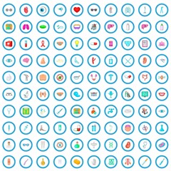 100 hospital icons set in cartoon style for any design vector illustration