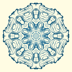 Handdrawn Pattern With Round Floral Mandala. Vector Illustration. Oriental Pattern. Indian, Moroccan, Mystic, Ottoman Motifs. Anti-Stress Therapy Pattern.