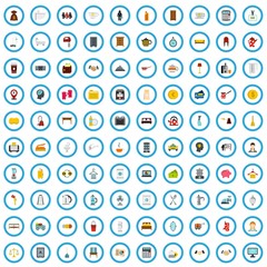 100 hospitality business icons set in flat style for any design vector illustration