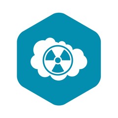 Cloud and radioactive sign icon in simple style isolated vector illustration