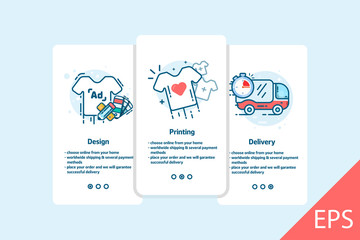 Onboarding app screens. Modern design vector illustration line icons