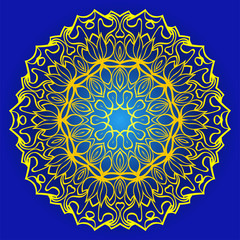 Abstract Geometric Flower. Stylish Fashion Design. Background For Invitation Card. Vector Illustration. Blue, yellow color