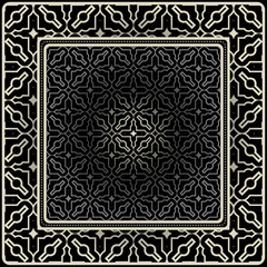 Obraz premium Design Print For Kerchief. The Pattern Of Geometric Ornament. Vector Illustration. The Idea For Design Prints For Neck Scarves, Carpets, Bandanas. Black silver color