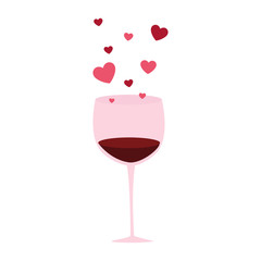 Fototapeta na wymiar wine cup with hearts love