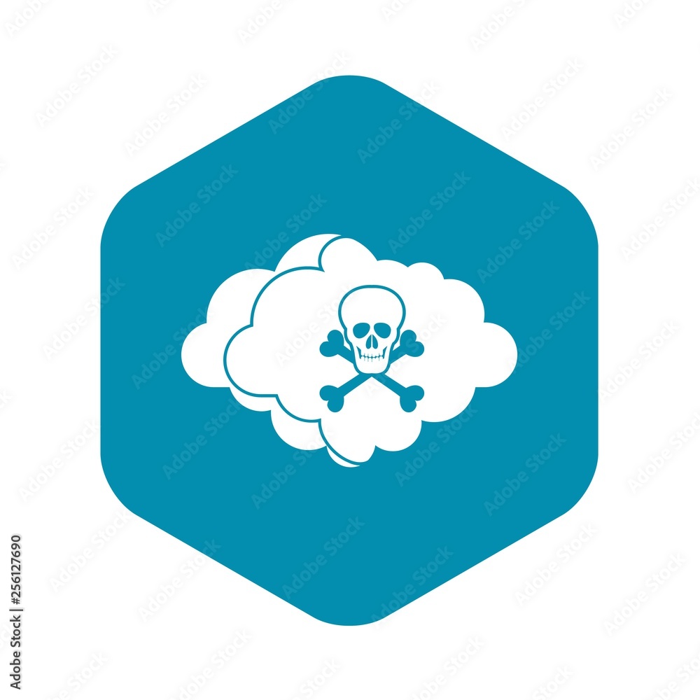 Poster cloud with skull and bones icon in simple style isolated vector illustration
