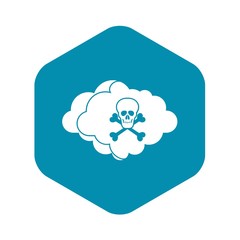 Cloud with skull and bones icon in simple style isolated vector illustration