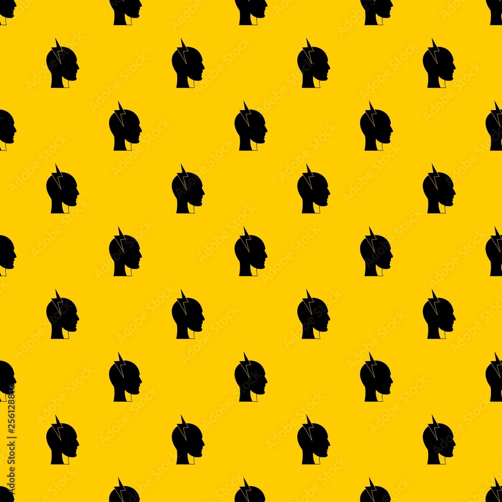Poster lightning bolt inside head pattern seamless vector repeat geometric yellow for any design