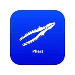 Pliers icon blue vector isolated on white background