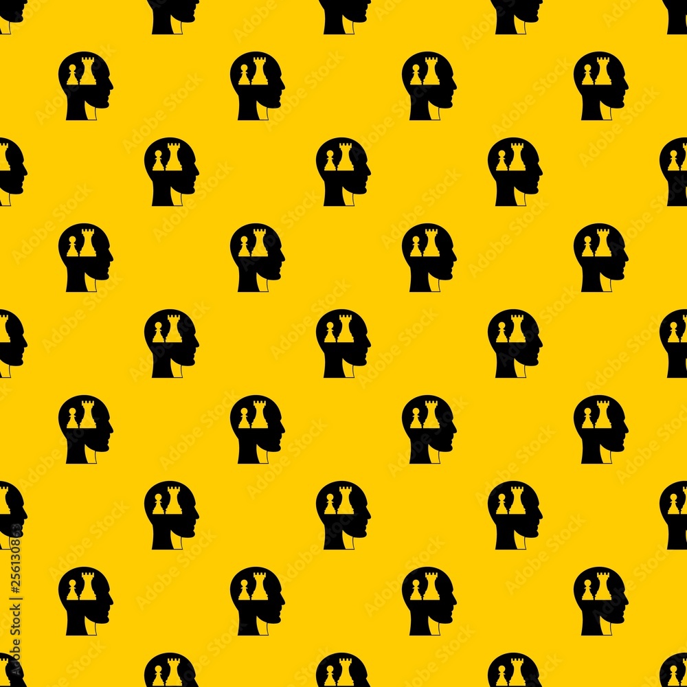 Poster head with queen and pawn chess pattern seamless vector repeat geometric yellow for any design