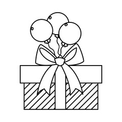 gift box present with balloons helium
