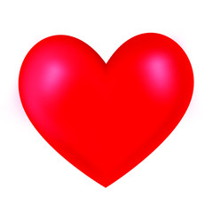 Red 3d realistic heart icon sign vector illustration isolated on white background. Heart shape with mesh gradient effects Valentine's day symbol and love emblem bright and shiny.