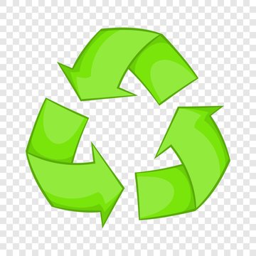 Recycling icon in cartoon style isolated on background for any web design 