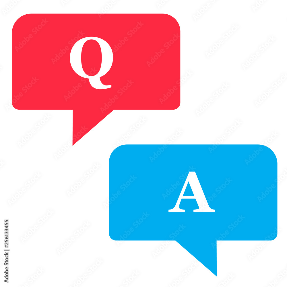 Aufkleber questions and answers icon on white background. flat style. questions and answers icon for your web 