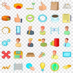 Business corporation icons set. Cartoon style of 36 business corporation vector icons for web for any design