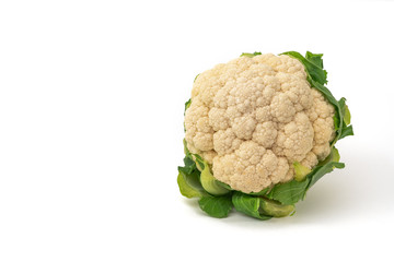 Fresh Cauliflower isolated on white, copy space
