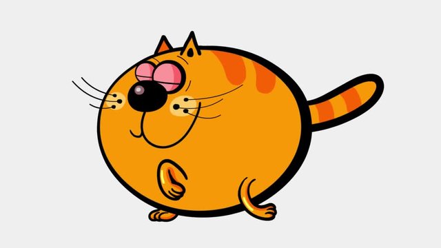 Cat walking cycle. Isolated cartoon character with alpha channel. Cute children animation loop. Blinking eyes, fast moving synchronized legs, moving body – useful sweet pet.
