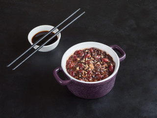 Red Bean Congee. Chinese dish with red beans.