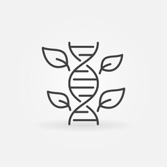Leaves with DNA vector concept outline icon or design element