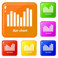 Obraz premium Bar chart icons set collection vector 6 color isolated on white background
