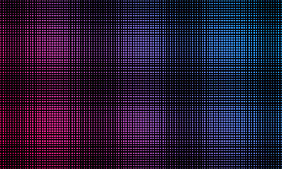 LED video wall screen texture background. Vector blue and red purple color light LED diode dot grid video screen