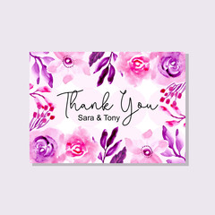 Thank you card purple with watercolor flower