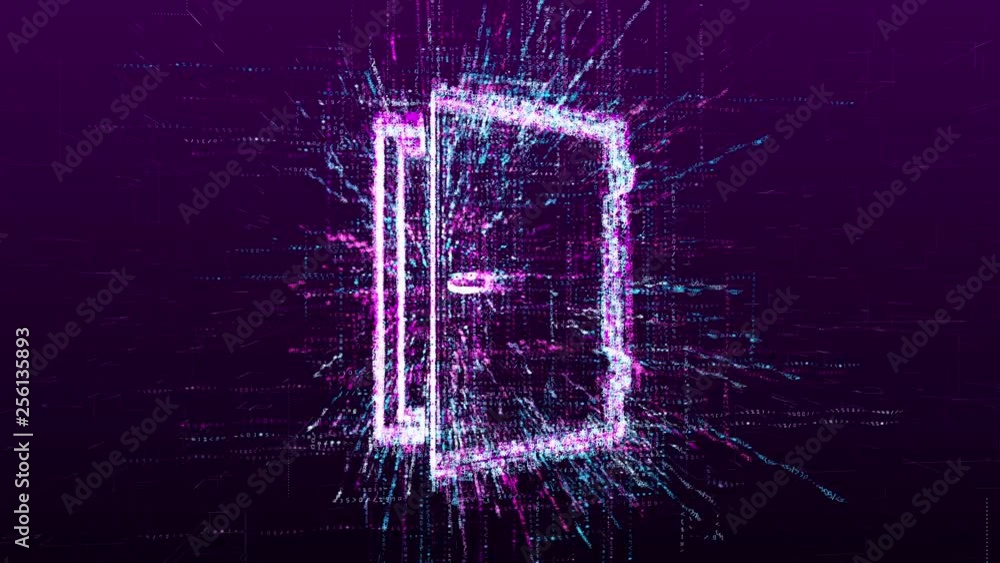 Canvas Prints digital animation of a door sign. portal in the virtual space of the future.