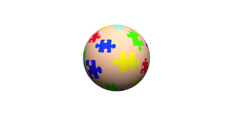 globe with puzzle and white background