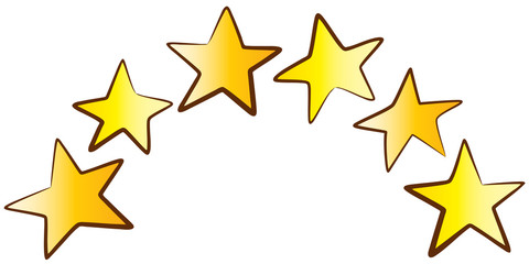 Vector set of golden stars, illustration of stars with outline isolated on white background