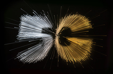 Obraz premium 5G symbol with fiber optics style on dark background.